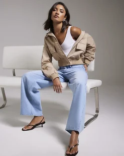 Blue Baggy Wide Leg Jeans