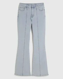 Blue Bootcut Seamed Jeans