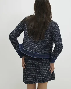 Blue Boucle Denim A line Mini Skirt