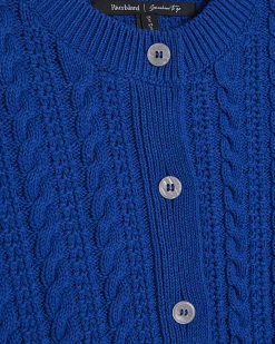 Blue Cable Knit Button Up Top