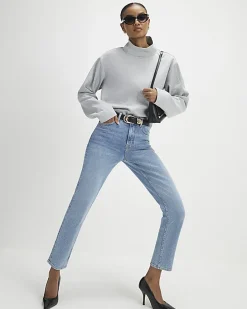 Blue Classic High Waisted Slim Fit Jeans
