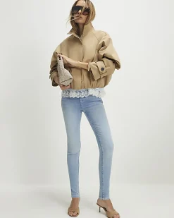 Blue Contrast Stitch Skinny Jeans