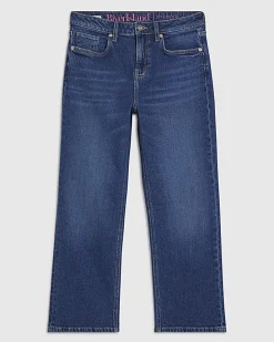 Blue Cropped Kick Flare Jeans