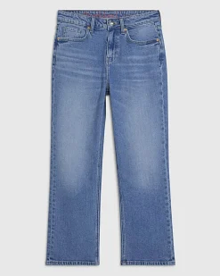 Blue Cropped Kick Flare Jeans