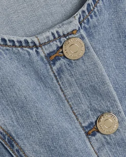 Blue Denim Button Front Mini Dress