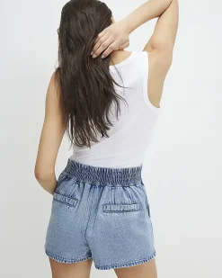 Blue Denim Dart Detail Shorts