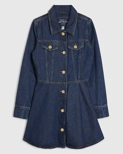 Blue Denim Long Sleeve Mini Dress