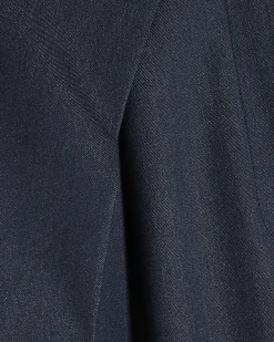 Blue Denim Look Pleated Trousers