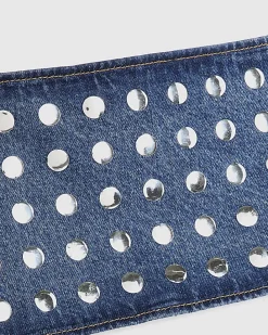 Blue Denim Studded Crop Top