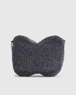 Blue Embellished Butterfly Cross Body Bag