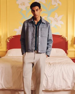 Blue Faux Suede Shacket