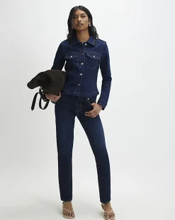 Blue Fitted Denim Jacket