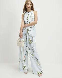 Blue Floral Longline Waistcoat