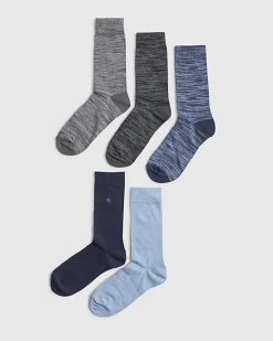 Blue Formal RI Grindle Pack Of 5 Socks