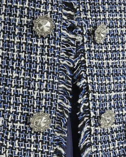 Blue Frayed Edge Boucle Jacket