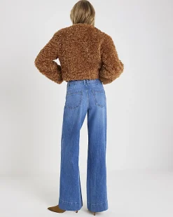 Blue High Waisted Front Pocket Palazzo Jeans
