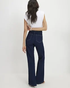 Blue High Waisted Relaxed Flare Jeans