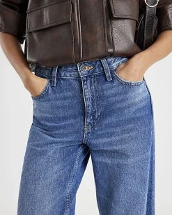 Blue High Waisted Relaxed Straight Leg Jeans