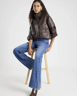 Blue High Waisted Relaxed Straight Leg Jeans