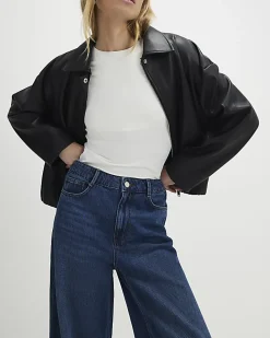 Blue High Waisted Soft Wide Leg Jeans