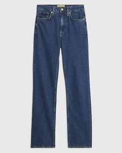 Blue High Waisted Stretch Straight Leg Jeans