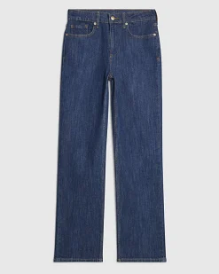 Blue High Waisted Stretch Straight Leg Jeans