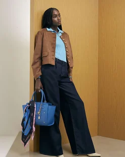 Blue Knitted Long Sleeve Polo Top