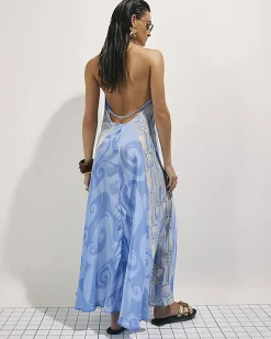 Blue La Mer Palm Print Maxi Dress