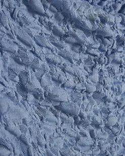 Blue Lace Halter Neck Cowl Neck Top