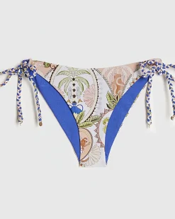 Blue Leaf Reversible Tie Side Bikini Bottoms