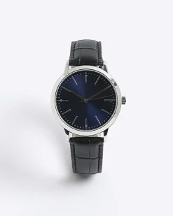 Blue Leather Strap Watch