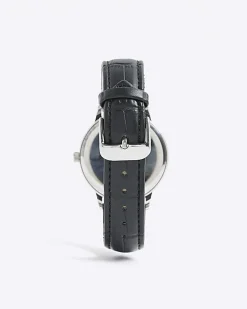 Blue Leather Strap Watch