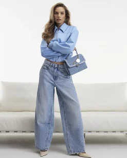 Blue Light Wash Balloon Leg Jeans