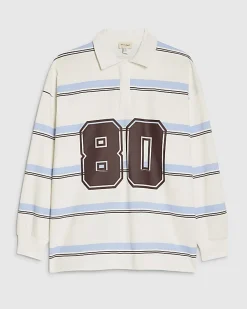 Blue Long Sleeve Stripe Number Sweatshirt