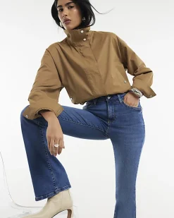 Blue Mid Rise Flared Jeans