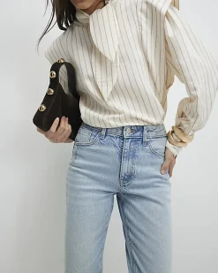 Blue Mid Rise Mom Sculpt Jeans