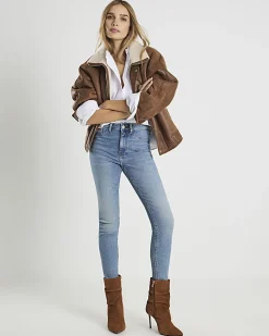 Blue Mid Rise Sculpt Skinny Jeans