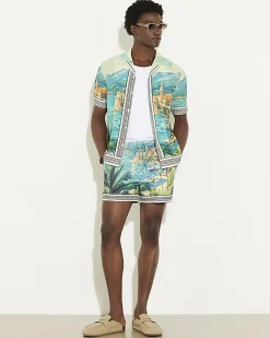 Blue Moonstone Scenic Border Swim Shorts