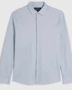 Blue Muscle Fit Pique Long Sleeve Shirt