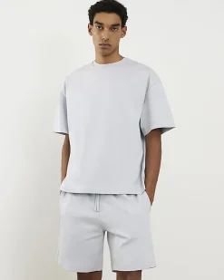 Blue Oversized Fit T-Shirt And Shorts Set