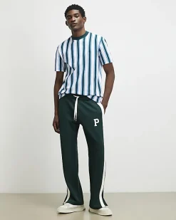 Blue Oversized Fit Vertical Stripe T-Shirt