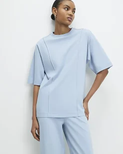Blue Oversized Seam Front T-shirt