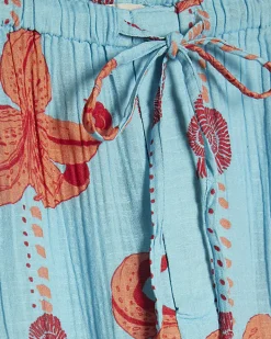 Blue Palm Print Beach Shorts