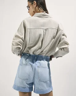 Blue Paper bag Denim Shorts