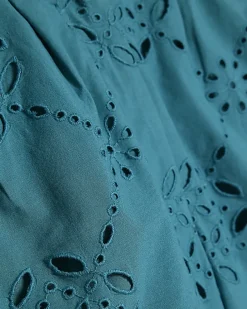 Blue Poplin Broderie Shorts