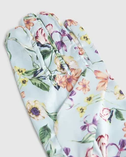 Blue Premium Long Floral Gloves