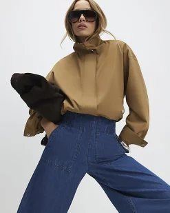Blue Pull On Elasticated Cuffed Denim Joggers