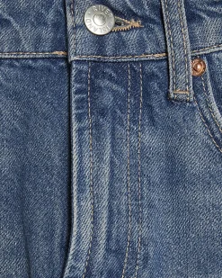 Blue Raw Hem Wide Leg Jeans