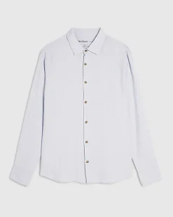 Blue Regular Fit Linen Blend Shirt