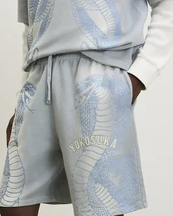 Blue Regular Fit Washed Yokosuka Shorts